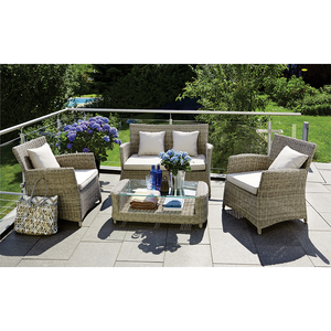 PRE-ORDER GLEN IRIS - Cozy 4 Seater Balcony Patio Wicker Lounge Set - Furniture Star Direct