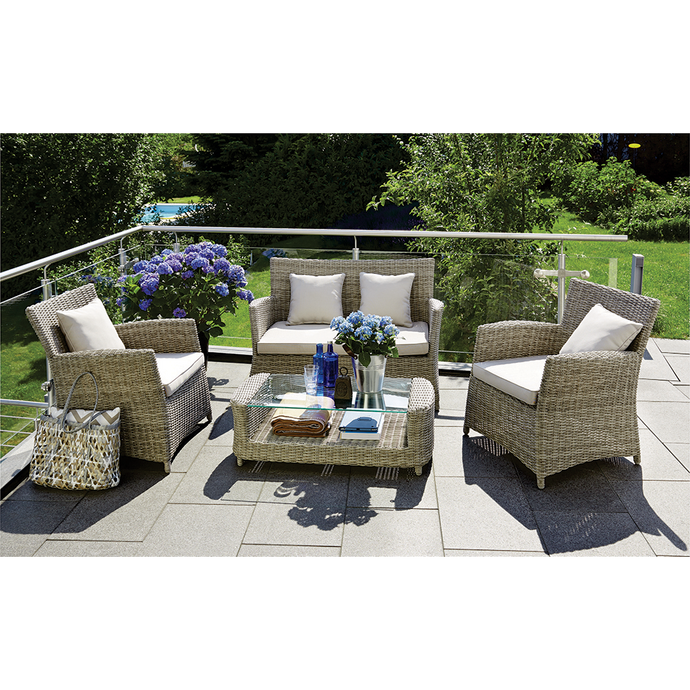 PRE-ORDER GLEN IRIS - Cozy 4 Seater Balcony Patio Wicker Lounge Set - Furniture Star Direct