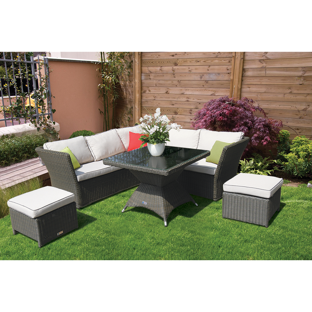 PRE-ORDER HAMPTON - Stylish Outdoor Wicker Square Table Dining Lounge Set - Furniture Star Direct