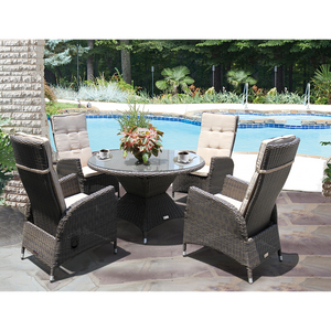 PRE-ORDER HAWTHORN - 5 Piece Outdoor Wicker Recliner Chair Dining Set - Furniture Star Direct