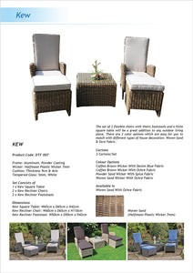 PRE-ORDER KEW - 5 Piece Outdoor Garden Recliner Chair Square Table Set - Furniture Star Direct