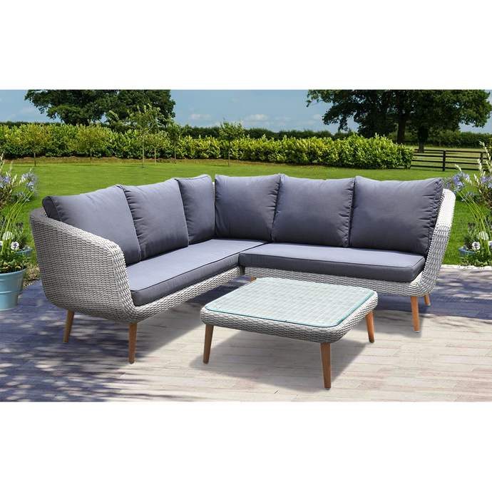 MITCHAM - Fashionable 5 Seater Timber Wicker Corner Lounge Set - Furniture Star Direct