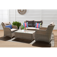 PRE-ORDER MONT ALBERT - Elegant 4 Seater Wicker Rectangle Coffee Table Lounge Set - Furniture Star Direct