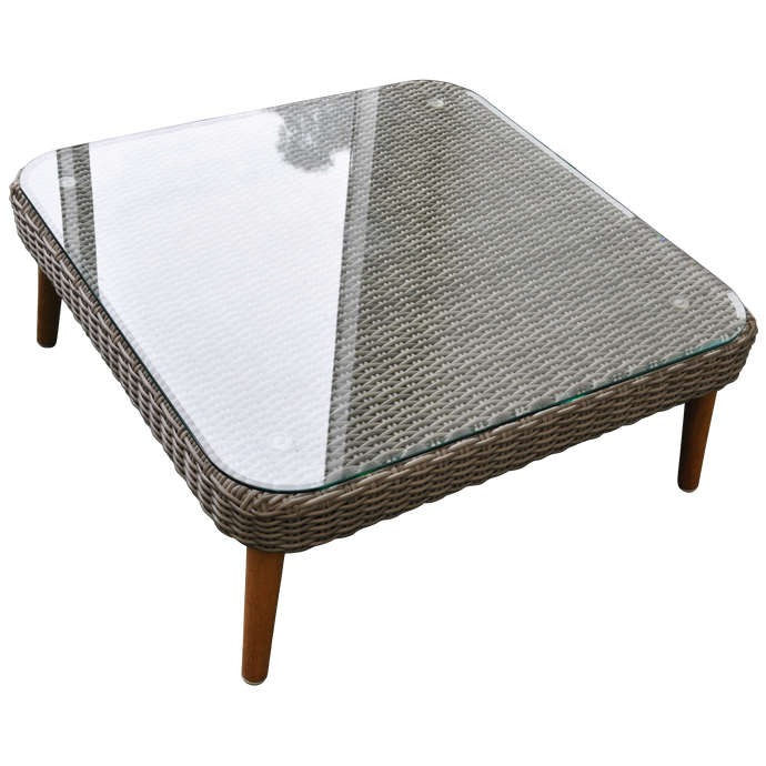 MITCHAM - Outdoor Wicker Timber Square Coffee Table - Furniture Star Direct