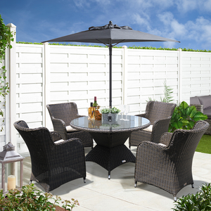 PRE-ORDER ORMOND - Affordable 5 Piece Outdoor Wicker Round Table Dining Set - Furniture Star Direct