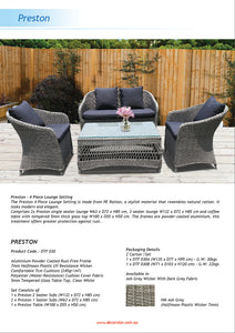PRE-ORDER PRESTON - Lovely 4 Seater Balcony Patio Wicker Lounge Set - Furniture Star Direct