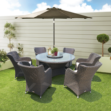 PRE-ORDER RICHMOND - 7 Piece Outdoor Wicker Round Dining Set with Lazy Susan - Furniture Star Direct