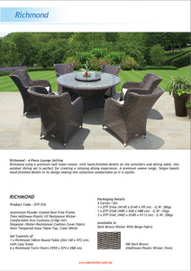 PRE-ORDER RICHMOND - 7 Piece Outdoor Wicker Round Dining Set with Lazy Susan - Furniture Star Direct