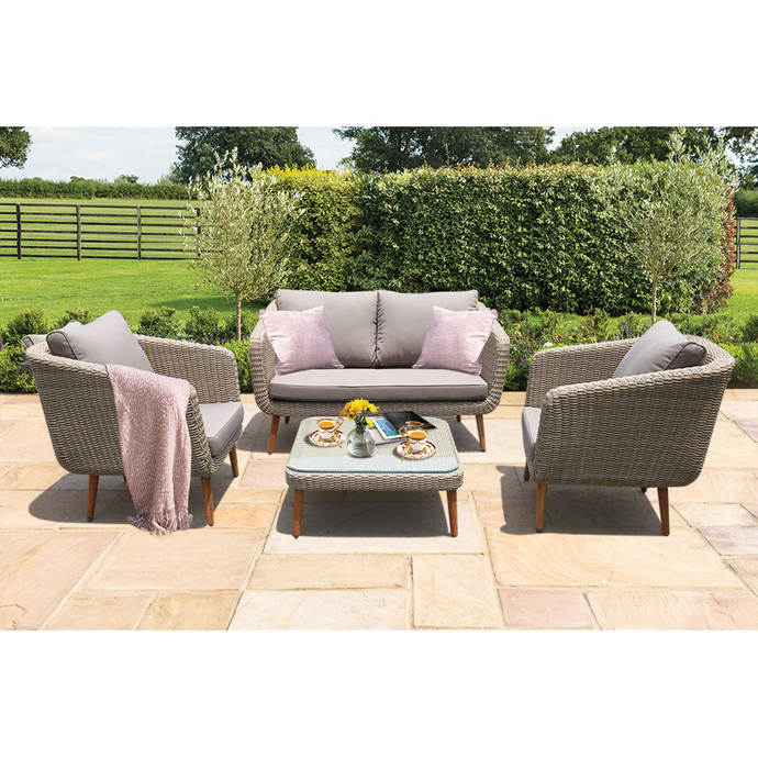 PRE-ORDER VERMONT - Glamorous 4 Seater Outdoor Timber Wicker Lounge Set - Furniture Star Direct
