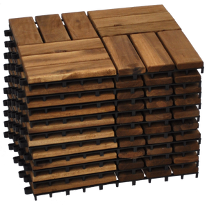 VICTORIA - 10pcs Modular Acacia Timber Decking Garden Flooring Tiles - Furniture Star Direct
