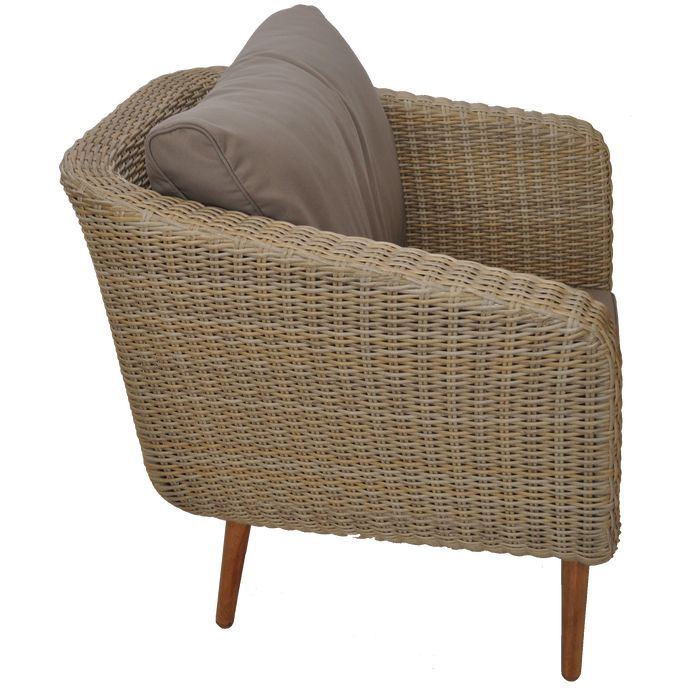 PRE-ORDER VERMONT - Outdoor Wicker Timber Single Sofa - Furniture Star Direct