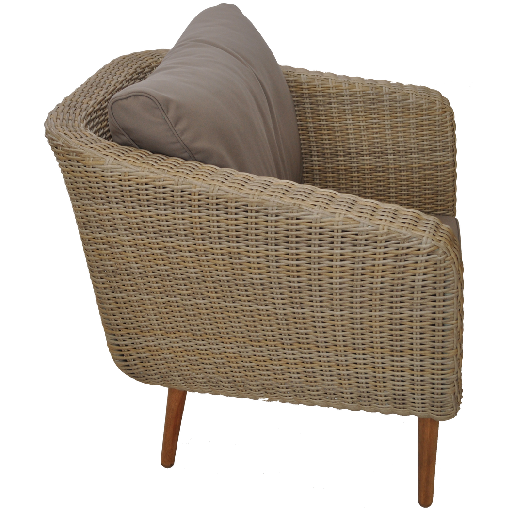 PRE-ORDER VERMONT - Outdoor Wicker Timber Single Sofa - Furniture Star Direct